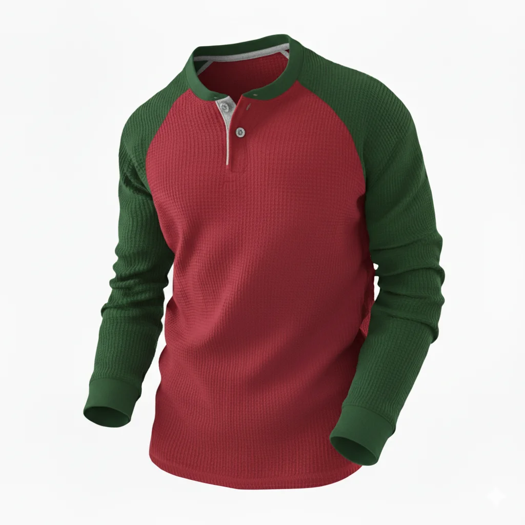 Premium Two Tone Thermal Henley Long Sleeve Top | Manufacturer For Usa