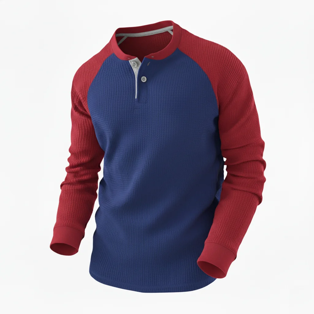 Soft Waffle Knit Pullover Henley For Men | Manufacturer For Usa
